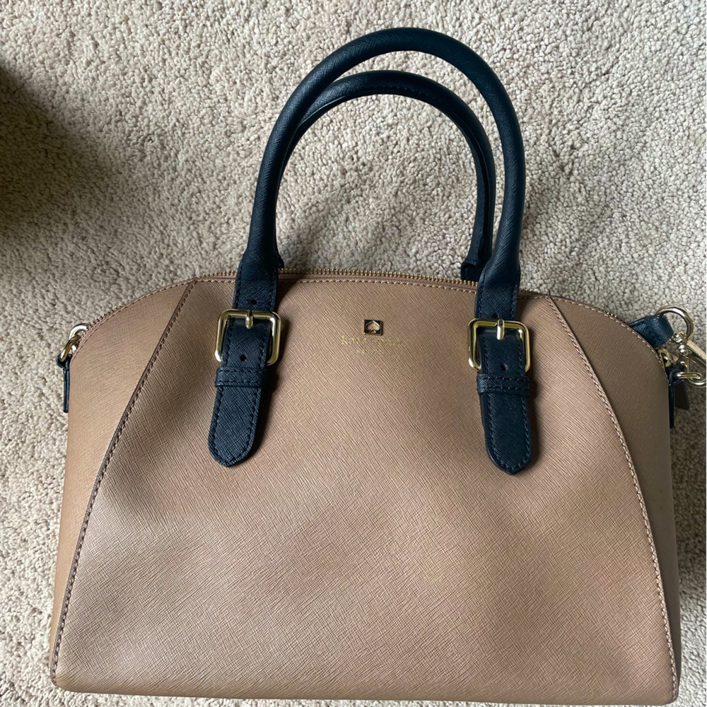 Tan and Black Saffiano Leather Bag